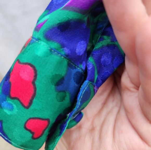 1980s Abstract Floral RlDrape Blouse S/M - Picture 3 of 10